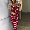 The Best Women Polka Dots Strappy Bodycon Maxi Long Dress Summer Ladies V Neck Casual Party Slim Fit Beach Sundress Online - Hplify