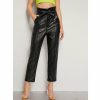 The Best Women PU Leather Pants High Waist Push Up Casual Workout Stretch Skinny Leggings Trousers Bottoms Online - Hplify