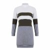 The Best Women Pullover Knitted Dress Casual Turtleneck Patchwork Loose Long Sleeve Basic Dress Autumn Winter Clothes Online - Hplify