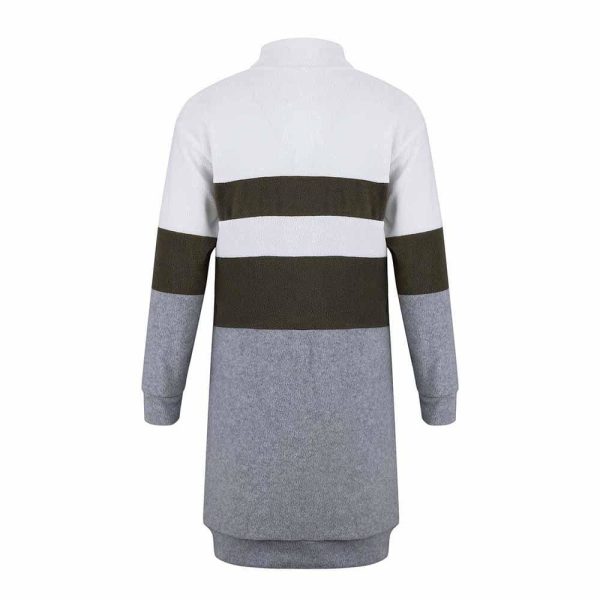 The Best Women Pullover Knitted Dress Casual Turtleneck Patchwork Loose Long Sleeve Basic Dress Autumn Winter Clothes Online - Hplify