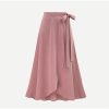 The Best Women Ruffle Wrap Over Loose Skirt Ladies Fashion Solid High Waist Split Irregular Party A-Line Long Skirt Plus Size Online - Hplify