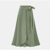 The Best Women Ruffle Wrap Over Loose Skirt Ladies Fashion Solid High Waist Split Irregular Party A-Line Long Skirt Plus Size Online - Hplify