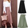 The Best Women Ruffle Wrap Over Loose Skirt Ladies Fashion Solid High Waist Split Irregular Party A-Line Long Skirt Plus Size Online - Hplify