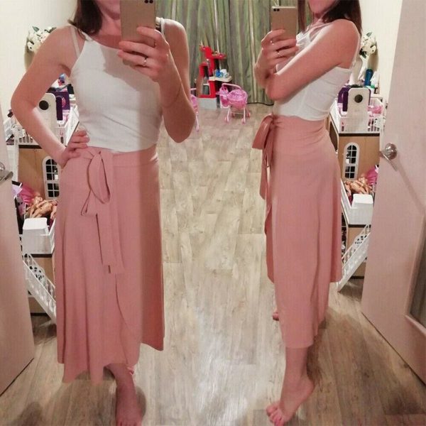The Best Women Ruffle Wrap Over Loose Skirt Ladies Fashion Solid High Waist Split Irregular Party A-Line Long Skirt Plus Size Online - Hplify