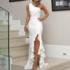 The Best Women Ruffled Long Maxi Dress Elegant Ladies Evening Party Gown Formal Bridesmaid Wedding Dress Summer Beach Bodycon Sundress Online - Hplify