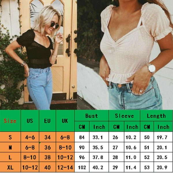 The Best Women See Through Blouse Summer Sexy Mesh Loose Short Sleeve Polka Dots V-Neck Beach Casual Short Shirt Online - Hplify