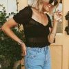 The Best Women See Through Blouse Summer Sexy Mesh Loose Short Sleeve Polka Dots V-Neck Beach Casual Short Shirt Online - Hplify