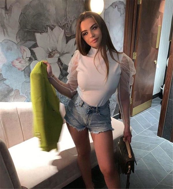 The Best Women See Through Sheer Mesh Tops Fashion Party Club Blouse Tee Tops Summer Casual Solid Crop Top Shirt Online - Hplify