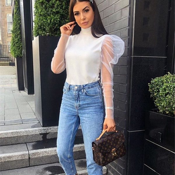 The Best Women See Through Sheer Mesh Tops Fashion Party Club Blouse Tee Tops Summer Casual Solid Crop Top Shirt Online - Hplify