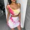 The Best Women Sexy 2Pcs Sleeveless Strappy Bodycon Bandage Crop Top + Skirt Set Bodycon Club Party Short Mini Dress Online - Hplify