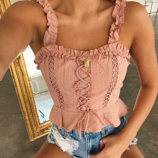 The Best Women Sexy Casual Tank Top Vest Blouse Sleeveless Slim Summer Solid Bandage Crop Top Shirt Small Cami Top New Online - Hplify