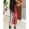 The Best Women Sexy Plaid Bodycon Dress Cotton O-neck Long Sleeve Spring Autumn Casual Slim Jumper Midi Pencil Dress Online - Hplify
