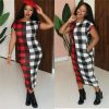 The Best Women Sexy Plaid Bodycon Dress Cotton O-neck Long Sleeve Spring Autumn Casual Slim Jumper Midi Pencil Dress Online - Hplify