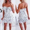 The Best Women Sexy Polka Dot Clubwear Lace Up Bandage Bodycon Dress Summer Ladies Sleeveless Holiday Beach Party Mini Dress Online - Hplify
