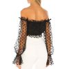 The Best Women Sexy Sheer See-through Long Sleeve Blouse Top Polka Dot Off Shoulder Tops Clubwear Online - Hplify