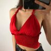 The Best Women Sexy Shrinkage Pleated Backless Nightclub Crop Top Ladies Summer Beach Casual Tank Vest Blouse Women Clothes Online - Hplify