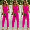 The Best Women Sexy Spaghetti Summer Sleeveless Jumpsuit Strap Wide Legs V-Neck Female Bodycon Jumpsuit Bodysuit Long Pant Trouser Online - Hplify