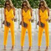 The Best Women Sexy Spaghetti Summer Sleeveless Jumpsuit Strap Wide Legs V-Neck Female Bodycon Jumpsuit Bodysuit Long Pant Trouser Online - Hplify