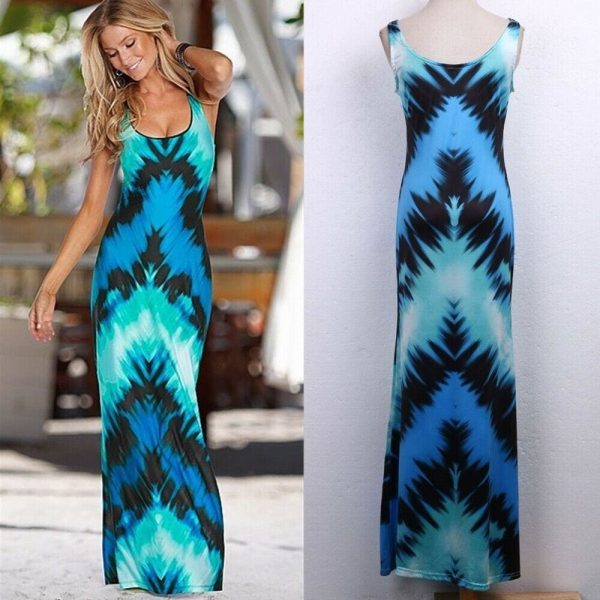 The Best Women Sexy Summer Long Maxi Dress Ladies Sleveless Bodycon Evening Party Dress Summer Beach Holiday Sundress Online - Hplify