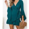 The Best Women Sexy V-Neck High Waist Wrap Mini Dress Ladies Summer Beach Floral Ruffle Dress Sundress Online - Hplify