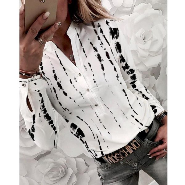 The Best Women Shirts Striped Blouses Office Ladies Long Sleeve Buttons Slim Shirts Tops Online - Hplify