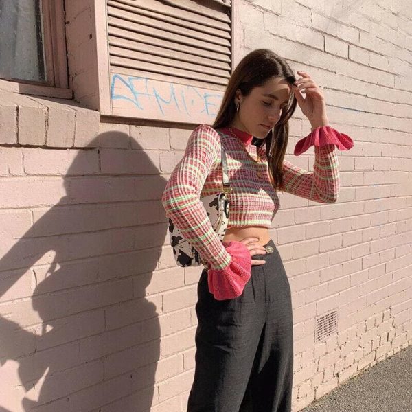 The Best Women Short Tee Shirt Crew Neck Ruffle Long Sleeve Party Crop Tops Ladies Casual Holiday Bandage Wrap Top Shirt Online - Hplify