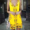 The Best Women Sleeveless V Neck Summer Boho Floral Casual Loose Beach Small Mini Dress Sundress Online - Hplify