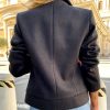 women slim fit double breasted jacket coat autumn short jacket fashion solid khaki streetwear casual outwear jackets - Hplify