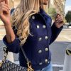 women slim fit double breasted jacket coat autumn short jacket fashion solid khaki streetwear casual outwear jackets - Hplify