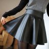 The Best Women Slim PU Skirt High Waist Short Mini Skirt Pleated Party Faux Leather Skirts Online - Hplify
