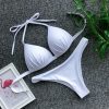 The Best Women Solid Triangle Bikini Sets Padded Bra Tops Thong Bottoms Swimwear Online - Hplify