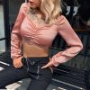 The Best Women Square Neck Crop Tops Ladies Casual Long Sleeve Stretch Shirt Autumn Holiday Blouse Tee shirt Online - Hplify