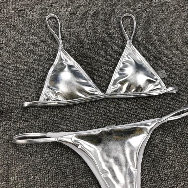 The Best Women String Micro Bikinis Brazil Thong Swimsuit Silver Strap Two Piece Swimwears Online - Hplify
