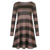 The Best Women Stripe Mini Dress Round Neck Long Sleeve Ladies Casual Loose Tunic Pocket Short Dress Online - Hplify
