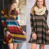 The Best Women Stripe Mini Dress Round Neck Long Sleeve Ladies Casual Loose Tunic Pocket Short Dress Online - Hplify