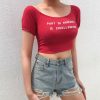 The Best Women Summer Casual Off Shoulder Crop Top Vest Fashion Sexy Slash Neck Letter Beach Short Slim Tee T-shirts Online - Hplify