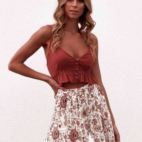 The Best Women Summer Casual Tank Tops Ladies Strappy Solid Beach Holiday Vest Blouse Sleeveless Crop Shirt Online - Hplify