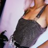 The Best Women Summer Sleeveless Sequin Crop Top Vest Sheer Metal Chainmail Sparkly Bra Tank Top Blouse Ladies Casual Clothes Online - Hplify