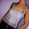 The Best Women Summer Sleeveless Sequin Crop Top Vest Sheer Metal Chainmail Sparkly Bra Tank Top Blouse Ladies Casual Clothes Online - Hplify