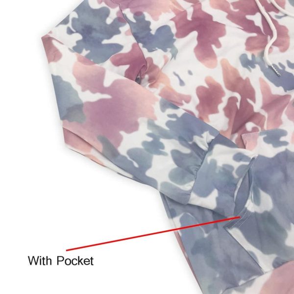The Best Women Tie Dyeing Hooded Long Sleeve Sweatshirt Hoodie Pullover Jumper Sweater Tops Outwear Streetwear Online - Hplify