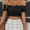 The Best Women Tops Casual Solid Off Shoulder Crop Tops Ladies Sleeveless Summer Cami Bustier Vest Shirt Holiday Clothes Online - Hplify