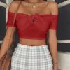 The Best Women Tops Casual Solid Off Shoulder Crop Tops Ladies Sleeveless Summer Cami Bustier Vest Shirt Holiday Clothes Online - Hplify