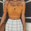 The Best Women Tops Casual Solid Off Shoulder Crop Tops Ladies Sleeveless Summer Cami Bustier Vest Shirt Holiday Clothes Online - Hplify