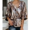 The Best Women Tops Sequins T Shirt Casual Party Short Sleeve Loose Tee Top Casual Tops Shirts Online - Hplify