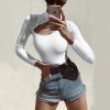 The Best Women Turtleneck Stretch Long Sleeve Leotard Bodysuit Ladies Casual Romper Jumpsuit Top Blouse Online - Hplify