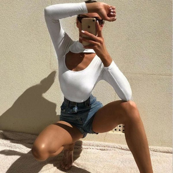 The Best Women Turtleneck Stretch Long Sleeve Leotard Bodysuit Ladies Casual Romper Jumpsuit Top Blouse Online - Hplify