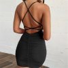 The Best Women V Neck Bandage Club Dress Ladies Bodycon Backless Strappy Cocktail Party Dress Summer Casual Beach Sundress Online - Hplify