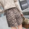 The Best Women Vintage Leopard Print A-line Short Skirt Autumn Hip Mini Skirt Online - Hplify