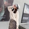 The Best Women Vintage Leopard Print A-line Short Skirt Autumn Hip Mini Skirt Online - Hplify