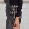 The Best Women White and Black Plaid Print Mini Skirt with Online - Hplify
